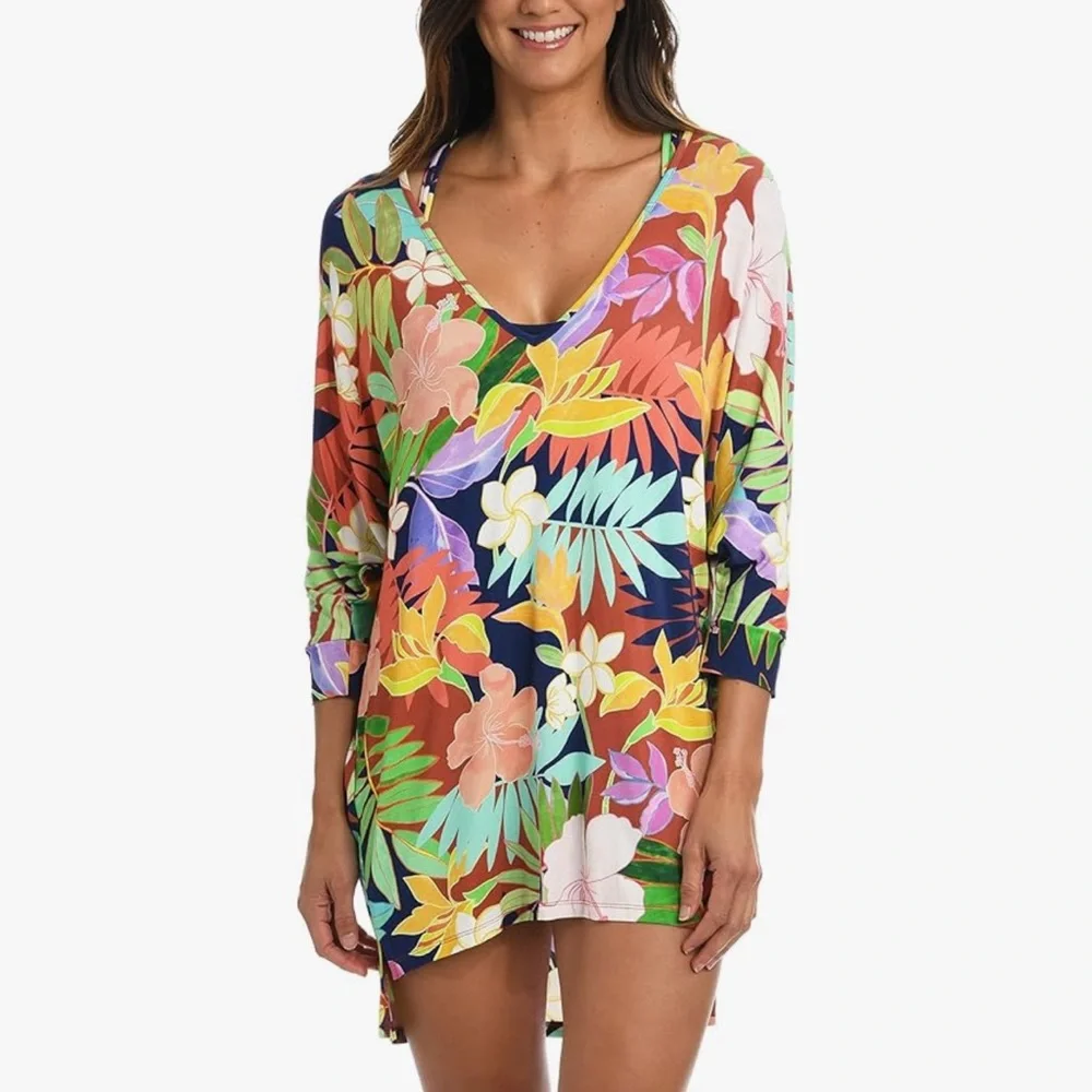 Citrus Tunic Swimsuit Cover Up Print In The Tropics Size XS Oversized NEW - Picture 2 of 5